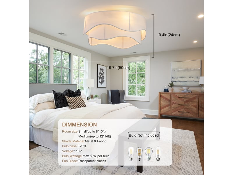  Ventilateur de plafond avec éclairage 4xe26 6 vitesses doré et blanc 50 x 50 x 24 cm W5766P528590 - Conforama C