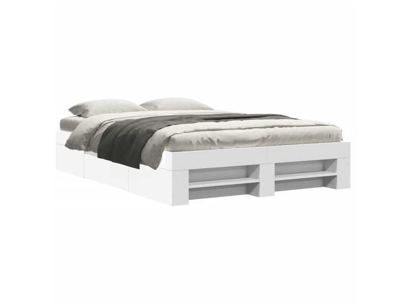  Lit double- lit adulte -  cadre de lit sans matelas blanc 135x190 cm bois d'ingénierie  - Conforama A