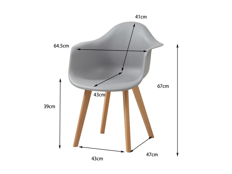  Lot de 4 chaises de salle à manger -pieds en hêtre - chaises de salle à manger scandinaves - gris  - Conforama E