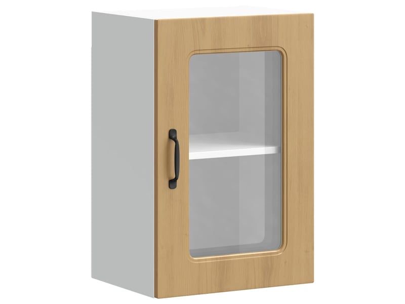  Armoire murale de cuisine avec porte vitrée kalmar chêne artisanal bois d'ingénierie  - Conforama A