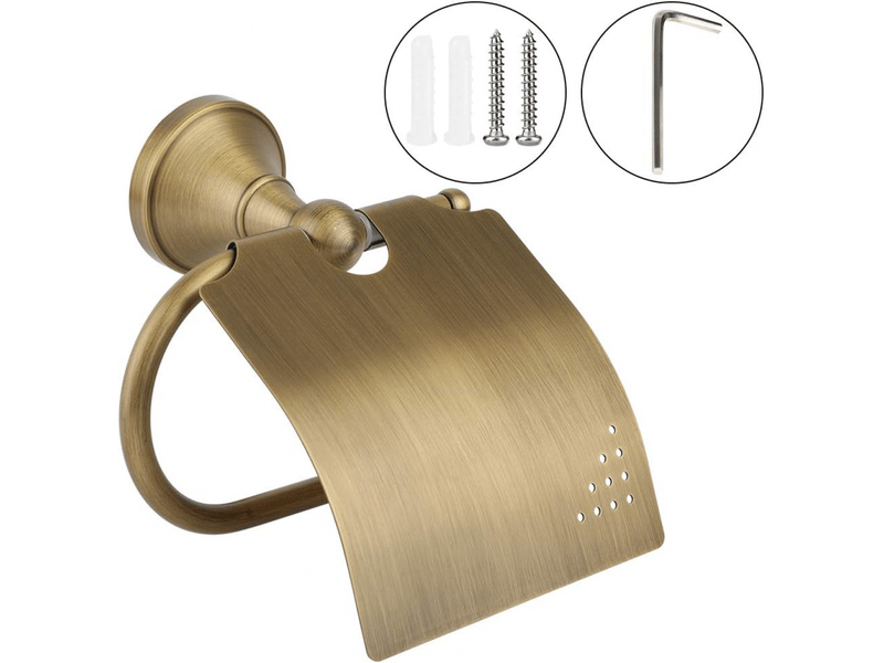  Porte-papier toilette,porte-serviettes de rangement en laiton avec couvercle anti-poussière pour salle de bain  - Conforama D