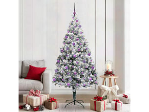 Sapin de noël artificiel, arbre de noël blanc 210 cm pvc, acier et plastique shl7428