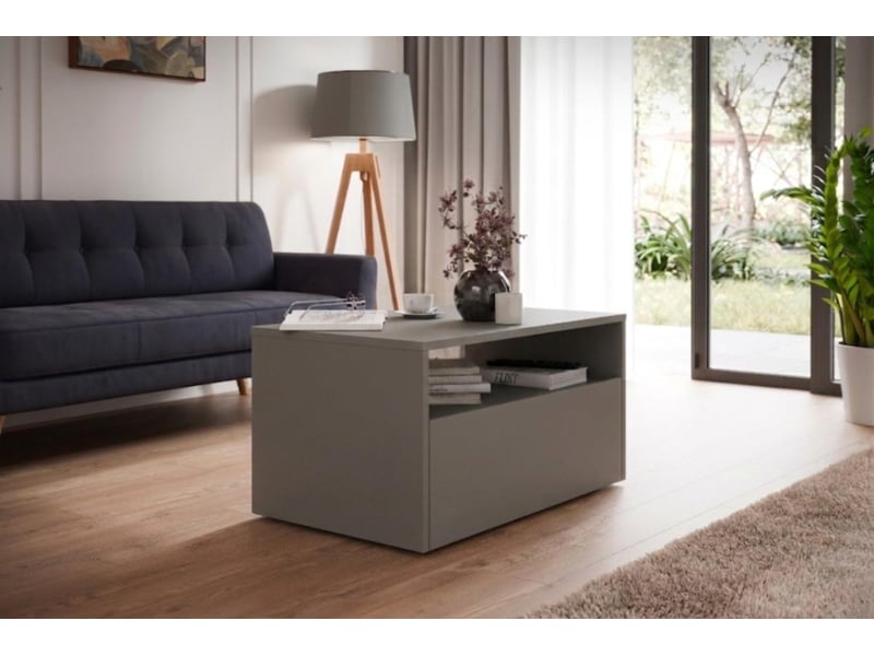  Table basse lino 80 x 50 cm - roulettes et tiroir, gris LINO/LAW/80x50/S - Conforama C