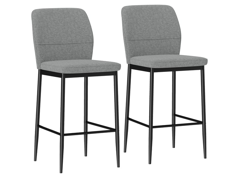  Ensemble de 2 tabourets hauts avec revêtement en velours et pieds en acier pour cuisine, salle à manger ou bar, 41 x 52 x 97 cm, gris  - Conforama A