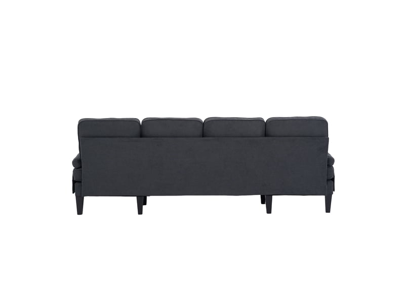  Canapé d’angle en tissu lin gris foncé, 4 places, 250 cm, panoramique, avec rangement W2845S00304 - Conforama W