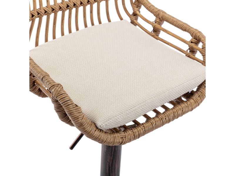  Ensemble de 2 tabourets de bar modernes réglables avec repose-pieds, structure en métal, lin, beige  - Conforama R