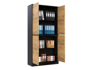 Armoire de rangement avec 4 portes, étagères réglables et fermeture douce pour bureau, salon, couloir 80 × 35 × 180 cm