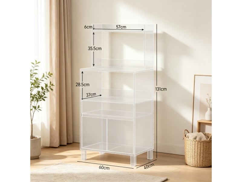  Meuble micro-ondes et buffet cuisine avec porte, tiroirs et étagère supérieure – rangement pratique  - Conforama C