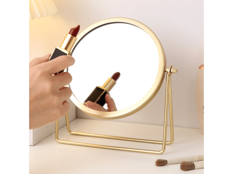 Miroir, miroir de maquillage, miroir sur pied, miroir de table, rond, rotatif à 360°, design de cadre (doré)  - Conforama D