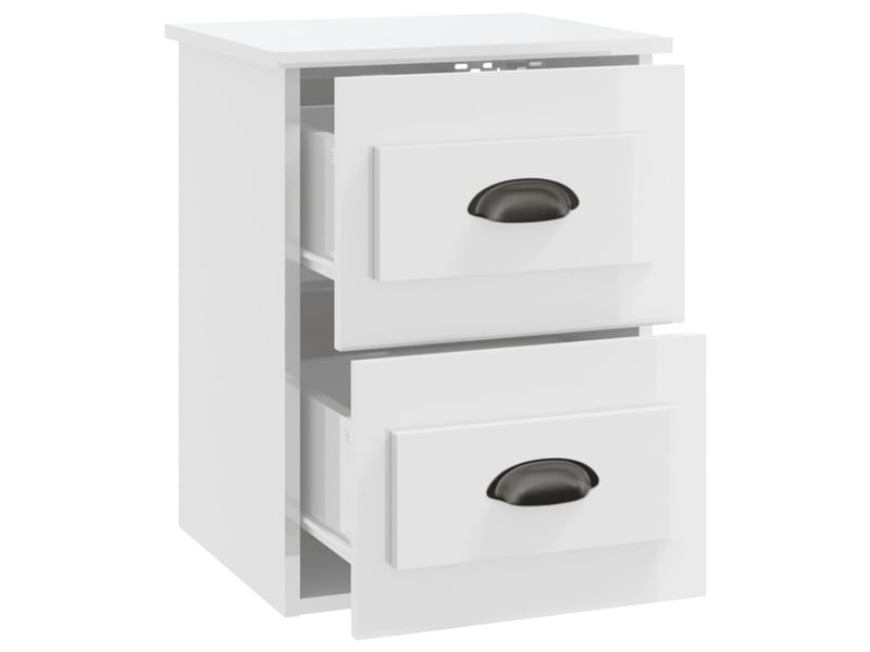  Table de chevet - cabinet de chevet - table de nuit murale blanc brillant 41,5x36x53 cm  - Conforama E