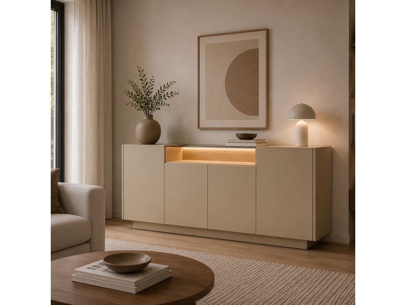  Buffet halefa, armoire 4 étagères, 103x40x83h cm marron clair Halefa - Conforama B
