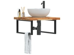 Étagère de vasque murale acier et bois massif d'acacia shl2658