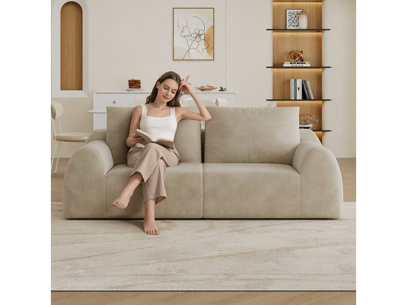 Canapé sans structure en mousse compressée 190 × 95 × 85 cm, kaki, tissu chenille, 2 places, sans montage, mousse haute élasticité - Conforama D