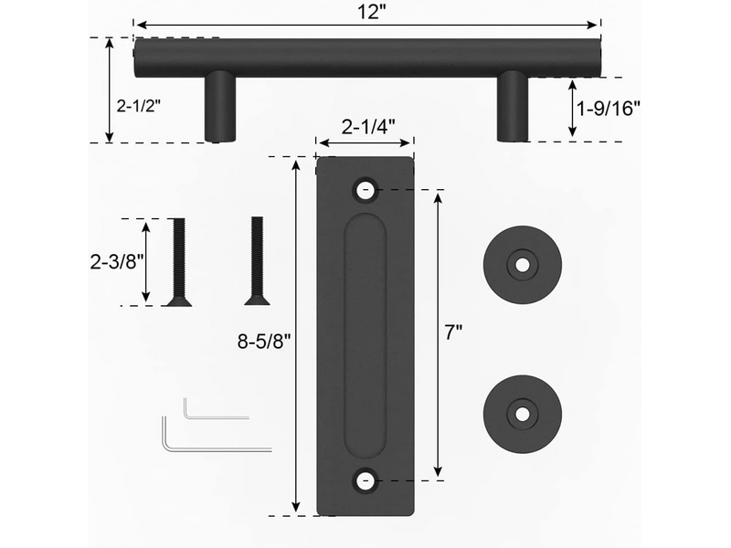  Poignée de porte - pour portails, garages - fer - 2 pièces - 30 cm - noir  - Conforama D