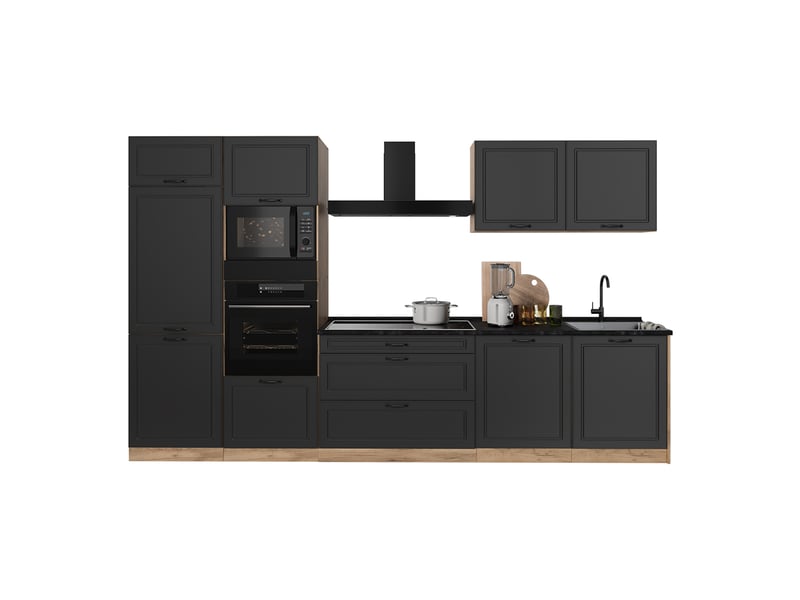  Vicco cuisine, anthracite campagnechêne doré, 340cm plan de travail anthracite  - Conforama E
