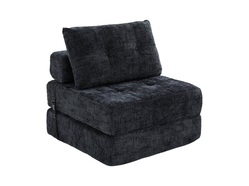  Canapé droit convertible 1 pl tissu noir canapé noir - Conforama A