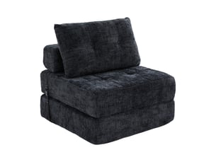 Canapé droit convertible <strong>MERAX</strong> <strong>canapé noir</strong> 1 place Tissu noir