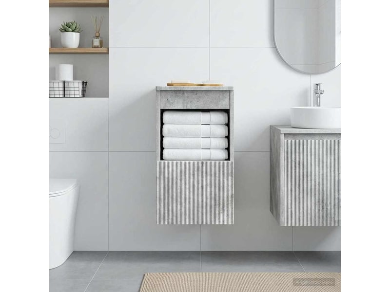 Armoire de salle de bain, meuble de rangement gris béton 30x44.5x50 cm  - Conforama B