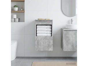 Armoire de salle de bain, meuble de rangement gris béton 30x44.5x50 cm