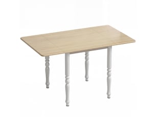 Table à manger pliante pour 2 à 6 personnes 74-134 cm, table de cuisine avec 2 abattants, bois naturel, pieds en acier
