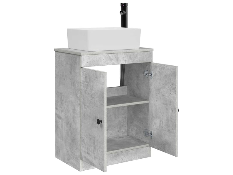  Meuble salle de bain avec évier, meuble de rangement gris béton 54x35x83 cm shl3729  - Conforama D