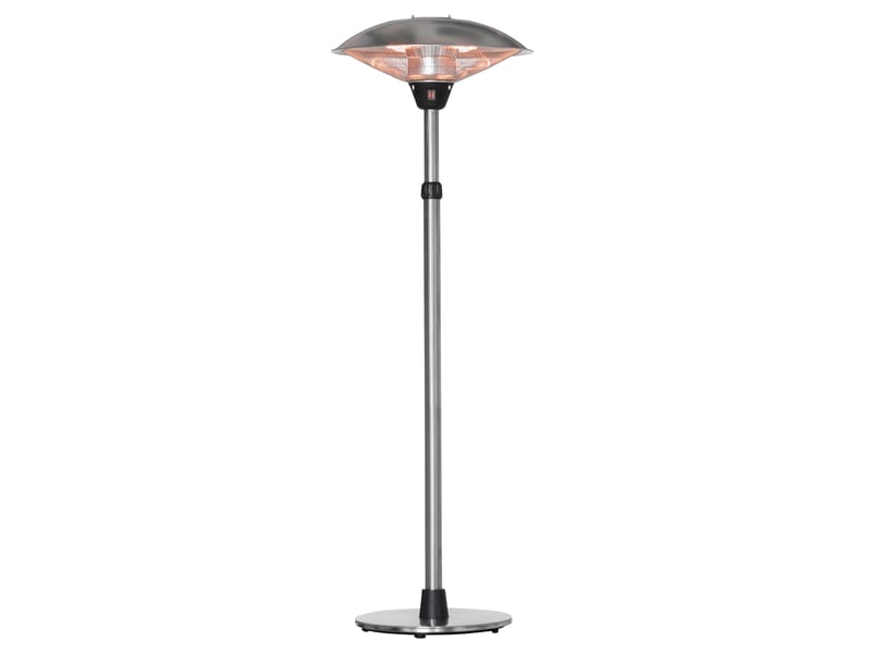 Parasol chauffant électrique 3000w chauffage infrarouge sur pied réglable 160-200cm acier inoxydable argent - Conforama A