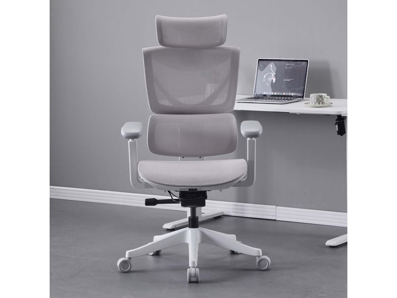  Chaise de bureau ergonomique,70,6x70,6x110,5-134,9 cm,réglable,maille,grise  - Conforama B
