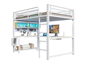 Lit mezzanine 140x200 cm <strong>LEYTN</strong>  <strong></strong> coloris blanc