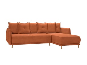 Canapé d'angle réversible convertible CASANOVA 3 places Tissu marron avec coffre de rangement