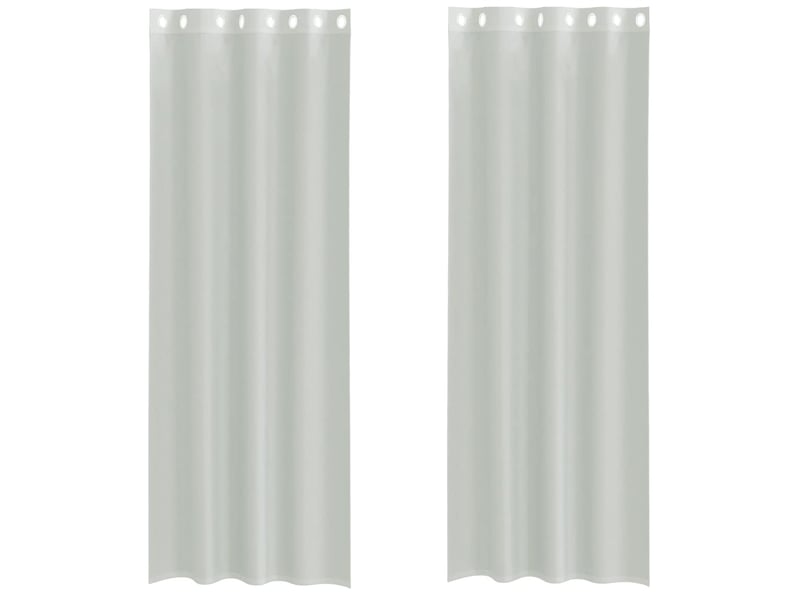 Lot de 2 rideaux en voile, voilages avec œillets gris clair 140x300 cm cf44362 - Conforama A