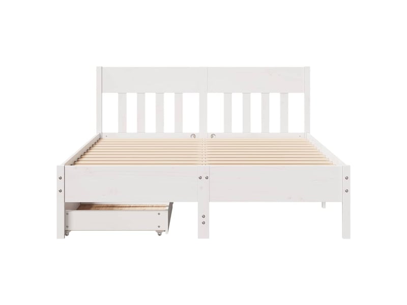  Lit double- lit adulte -  cadre de lit sans matelas blanc 150x200 cm bois de pin massif  - Conforama C