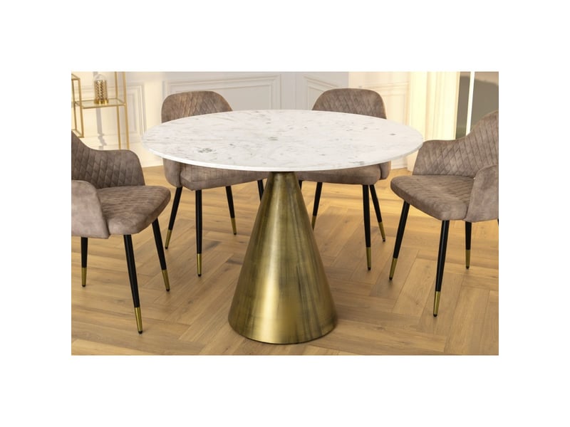  Table ronde solea – marbre blanc et pied or – chic et moderne  - Conforama B