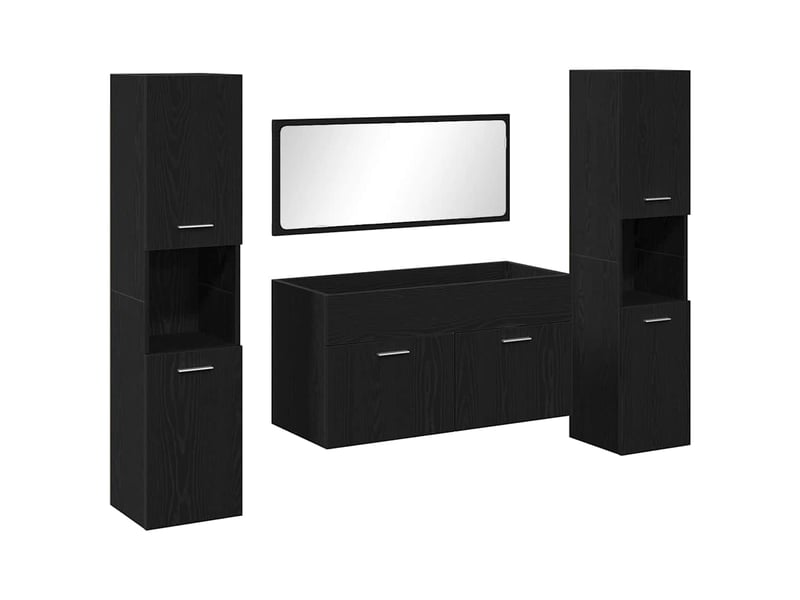  Ensemble de mobilier de salle de bain 4 pc chêne noir cf64507  - Conforama A