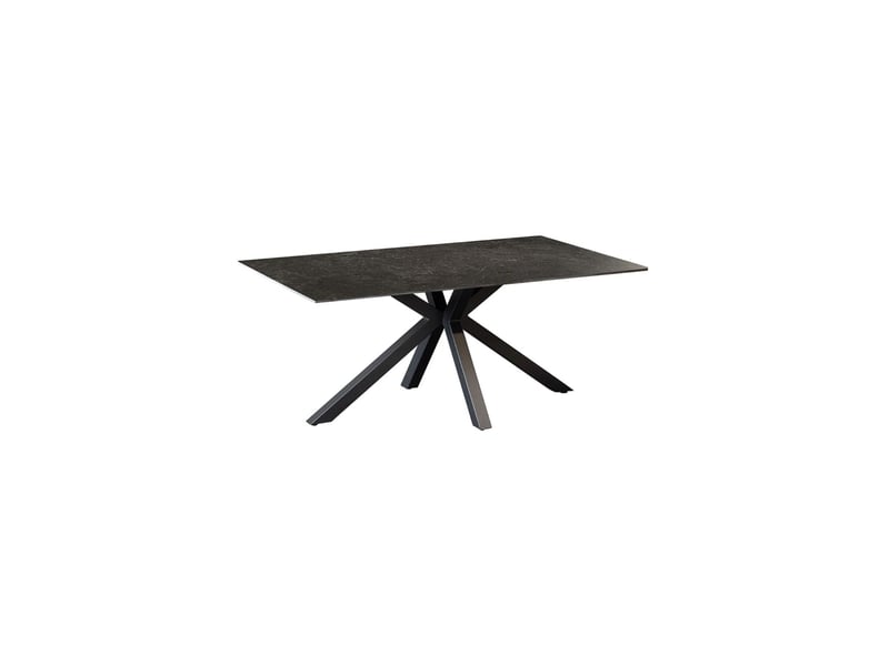 Table basse solara 100 cm en céramique gris anthracite avec pied étoile en métal noir - Conforama A