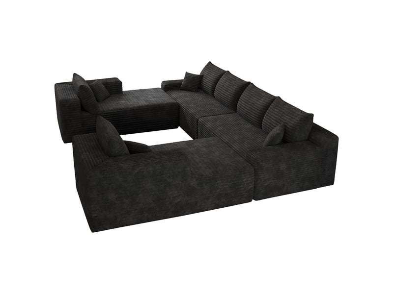 Canapé modulable convertible 2 places 302 x 242 x 83 cm, canapé-lit sans structure, rembourrage mousse, design minimaliste, velours côtelé, noir Bliss Lite - Conforama A