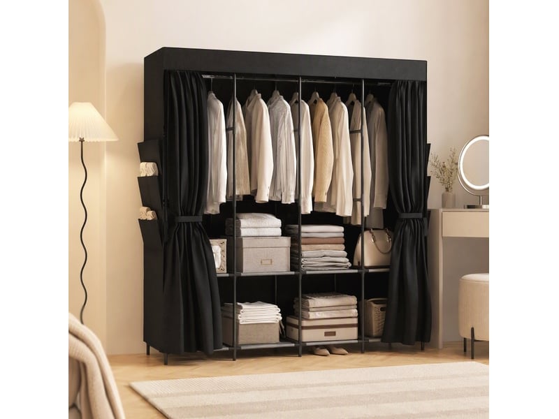  Armoire en tissu 170x45x167 cm portable noire  - Conforama C
