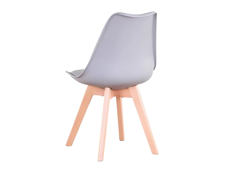  Lot de 4 chaises de salle à manger 49x42x83 cm – gris et bois – assise rembourrée en simili cuir  - Conforama D