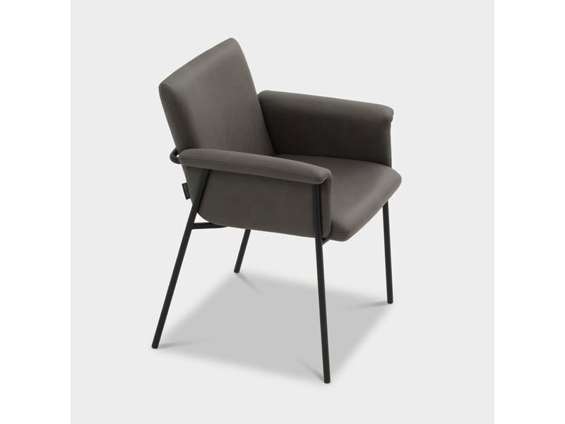 Lot de 4 chaises de salle à manger en simili cuir valeria - gris - Conforama D