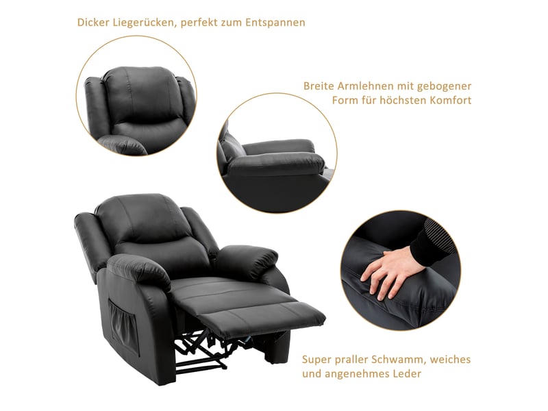  Fauteuil de relaxation inclinable en similicuir noir N625P373470471S - Conforama D