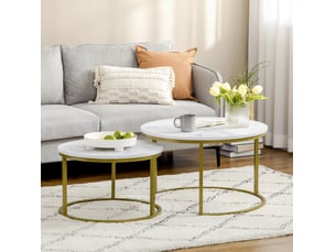 Table basse rond(e) coloris blanc <strong>WISHDOR</strong> <strong></strong> - 74 cmx59 cm