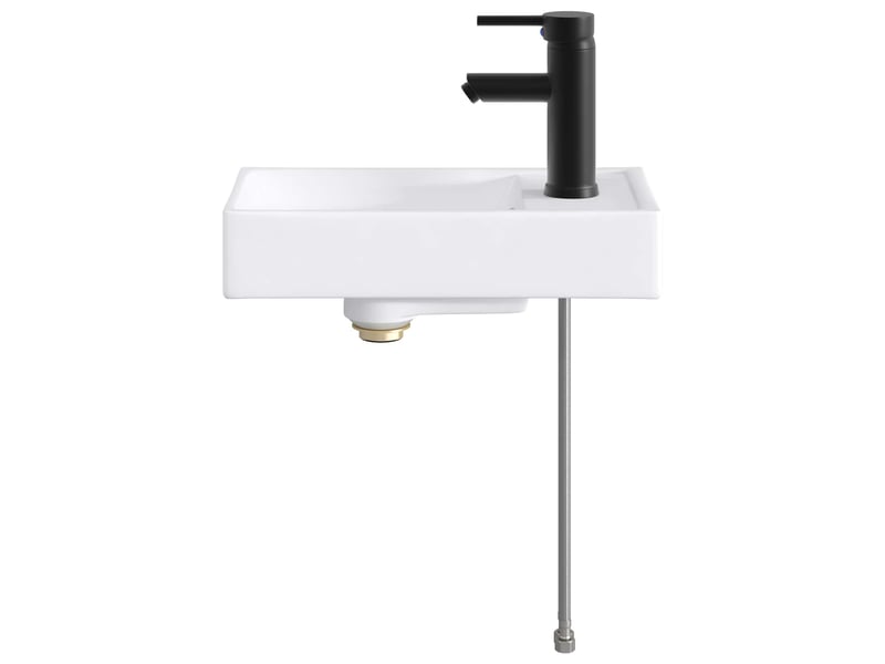 Lavabo de salle de bain avec robinet et évacuation noir mat shl3054 - Conforama D