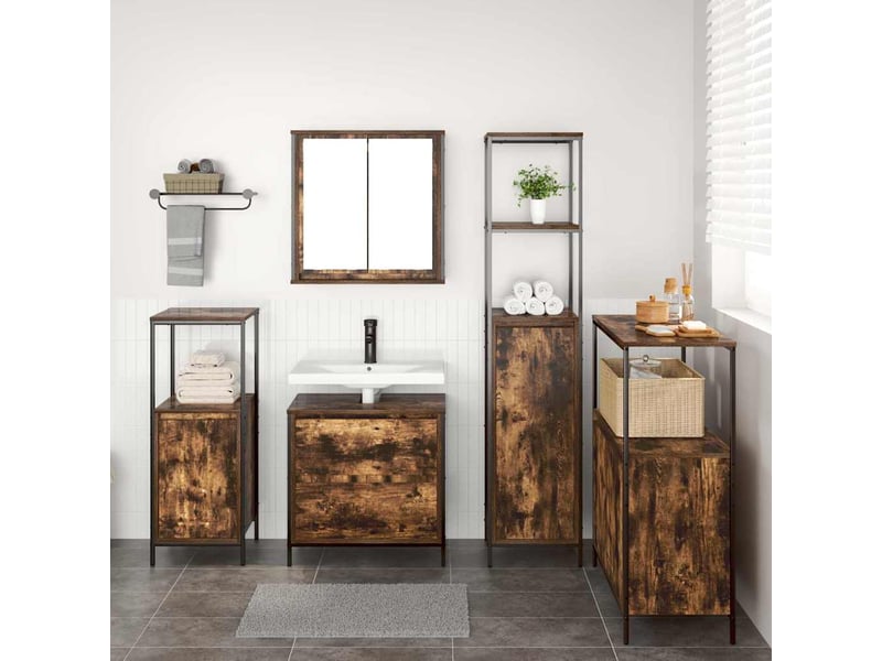 Ensemble de mobilier de salle de bain 5 pc marron cf64567 - Conforama D