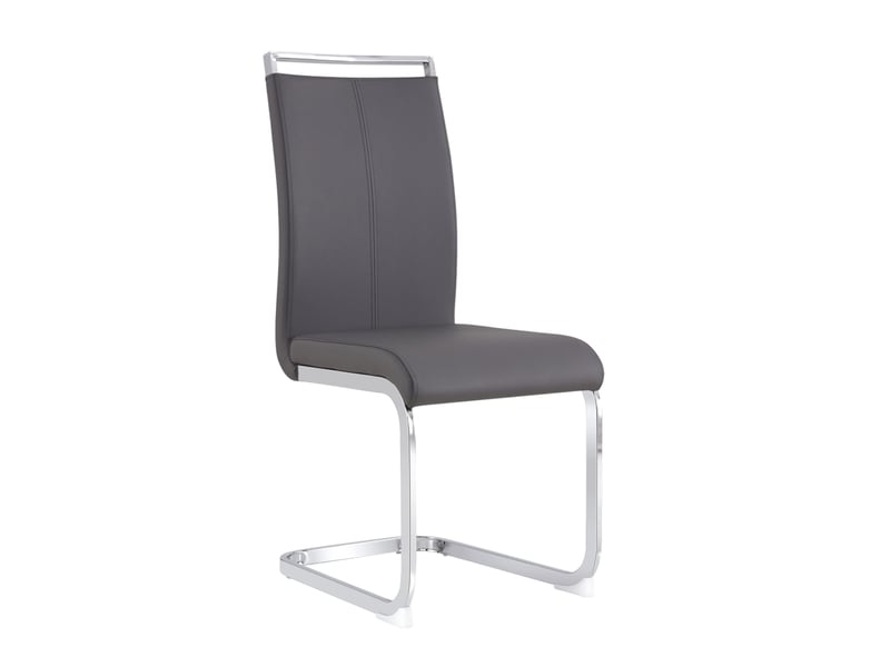  Lot de 4 chaises cantilever 42x54x100 cm, salle à manger, salon, cuisine, dossier haut, pieds métal chromé, assise pu grise  - Conforama A