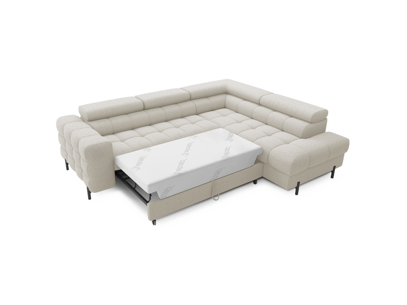  Canapé ferrum beige clair convertible 5 places angle droit avec coffre 276x93x200cm  - Conforama B