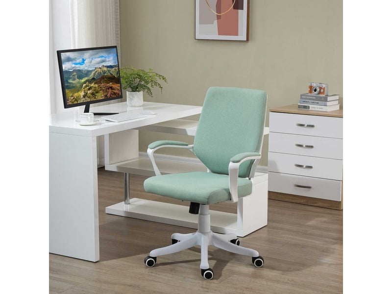  Chaise de bureau ergonomique réglable avec bascule et roulettes 360° - lpospi - polyester vert 62 × 69 × 92-100 cm  - Conforama B