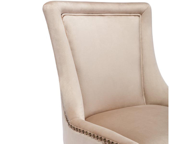  Lot de 6 chaises de salle à manger capitonnées à clous en velours beige 55x61x91 cm  - Conforama D