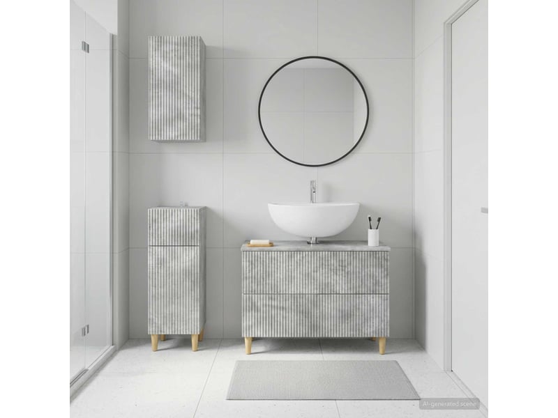  Ensemble de meuble de salle de bain 3 pièces arnhem gris béton cf63322  - Conforama B