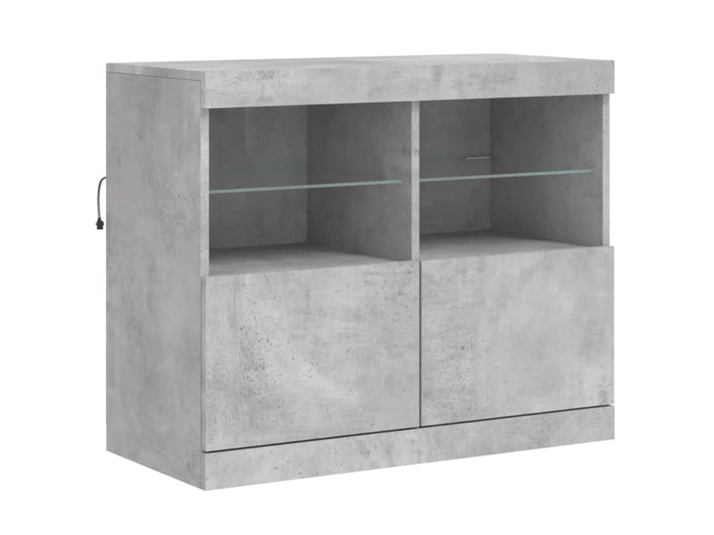  Buffet - bahut - meuble de rangement avec lumières led gris béton 81x37x67 cm  - Conforama C