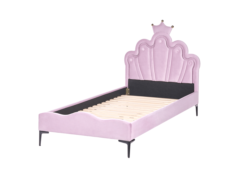 Lit d'enfant couronne velours rubian 90 x 200 cm avec des lumières leds violet - Conforama D