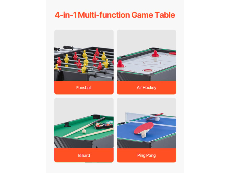  Vevor table de hockey sur air 122 cm 4 en 1 avec billard ping-pong pour famille  - Conforama B